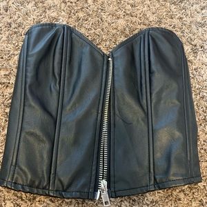 Fun leather zip up crop top
